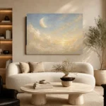 Cream & Champagne Morning Moon Celestial Nursery Wall Art Canvas Print - Image 7