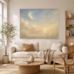 Cream & Champagne Morning Moon Celestial Nursery Wall Art Canvas Print - Image 8