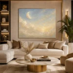 Cream & Champagne Morning Moon Celestial Nursery Wall Art Canvas Print - Image 10