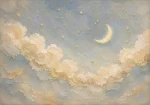Cream & Brushed Gold Cloud Garland Celestial Nursery Wall Art Canvas Print