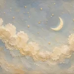Cream & Brushed Gold Cloud Garland Celestial Nursery Wall Art Canvas Print