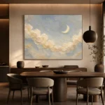 Cream & Brushed Gold Cloud Garland Celestial Nursery Wall Art Canvas Print - Image 5