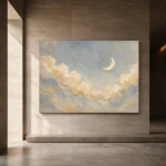 Cream & Brushed Gold Cloud Garland Celestial Nursery Wall Art Canvas Print - Image 6
