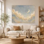 Cream & Brushed Gold Cloud Garland Celestial Nursery Wall Art Canvas Print - Image 8