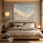 Cream & Brushed Gold Cloud Garland Celestial Nursery Wall Art Canvas Print - Image 9