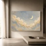 Cream & Brushed Gold Cloud Garland Celestial Nursery Wall Art Canvas Print - Image 11