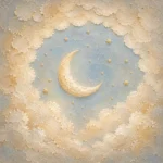 Cream & Champagne Crescent Moon Celestial Nursery Wall Art Canvas Print