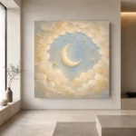 Cream & Champagne Crescent Moon Celestial Nursery Wall Art Canvas Print - Image 4