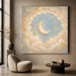 Cream & Champagne Crescent Moon Celestial Nursery Wall Art Canvas Print - Image 5