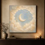 Cream & Champagne Crescent Moon Celestial Nursery Wall Art Canvas Print - Image 6