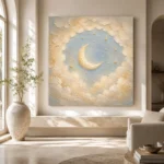 Cream & Champagne Crescent Moon Celestial Nursery Wall Art Canvas Print - Image 8