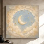 Cream & Champagne Crescent Moon Celestial Nursery Wall Art Canvas Print - Image 9