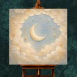 Cream & Champagne Crescent Moon Celestial Nursery Wall Art Canvas Print - Image 11