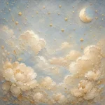 Pale Blue & Gold Cloud Garden Celestial Nursery Wall Art Canvas Print