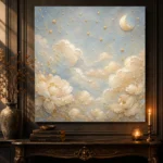 Pale Blue & Gold Cloud Garden Celestial Nursery Wall Art Canvas Print - Image 2