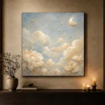 Pale Blue & Gold Cloud Garden Celestial Nursery Wall Art Canvas Print - Image 6