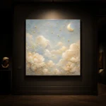 Pale Blue & Gold Cloud Garden Celestial Nursery Wall Art Canvas Print - Image 7