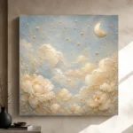 Pale Blue & Gold Cloud Garden Celestial Nursery Wall Art Canvas Print - Image 9