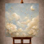 Pale Blue & Gold Cloud Garden Celestial Nursery Wall Art Canvas Print - Image 10