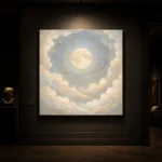 Cream & Brushed Gold Full Moon Celestial Nursery Wall Art Canvas Print - Image 7