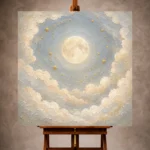 Cream & Brushed Gold Full Moon Celestial Nursery Wall Art Canvas Print - Image 10