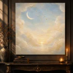 Cream & Champagne Dawn Crescent Celestial Nursery Wall Art Canvas Print - Image 2