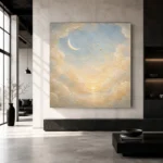 Cream & Champagne Dawn Crescent Celestial Nursery Wall Art Canvas Print - Image 3