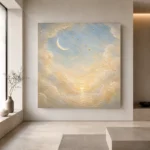 Cream & Champagne Dawn Crescent Celestial Nursery Wall Art Canvas Print - Image 4
