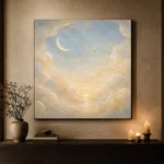 Cream & Champagne Dawn Crescent Celestial Nursery Wall Art Canvas Print - Image 6