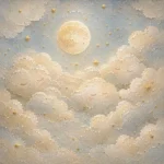 Cream & Muted Gold Sleeping Clouds Celestial Nursery Wall Art Canvas Print