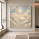 Cream & Muted Gold Sleeping Clouds Celestial Nursery Wall Art Canvas Print - Image 4