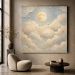 Cream & Muted Gold Sleeping Clouds Celestial Nursery Wall Art Canvas Print - Image 5