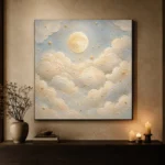 Cream & Muted Gold Sleeping Clouds Celestial Nursery Wall Art Canvas Print - Image 6