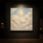 Cream & Muted Gold Sleeping Clouds Celestial Nursery Wall Art Canvas Print - Image 7