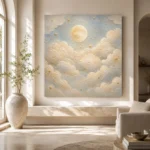 Cream & Muted Gold Sleeping Clouds Celestial Nursery Wall Art Canvas Print - Image 8
