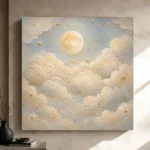 Cream & Muted Gold Sleeping Clouds Celestial Nursery Wall Art Canvas Print - Image 9