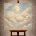 Cream & Muted Gold Sleeping Clouds Celestial Nursery Wall Art Canvas Print - Image 10