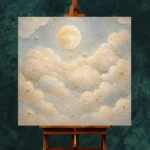 Cream & Muted Gold Sleeping Clouds Celestial Nursery Wall Art Canvas Print - Image 11