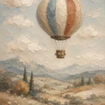 Dusty Blue Hot Air Balloon Adventure Kids Wall Art Canvas Print