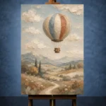 Dusty Blue Hot Air Balloon Adventure Kids Wall Art Canvas Print - Image 2