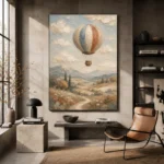 Dusty Blue Hot Air Balloon Adventure Kids Wall Art Canvas Print - Image 3