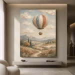 Dusty Blue Hot Air Balloon Adventure Kids Wall Art Canvas Print - Image 4