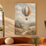 Dusty Blue Hot Air Balloon Adventure Kids Wall Art Canvas Print - Image 6