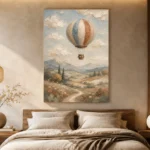 Dusty Blue Hot Air Balloon Adventure Kids Wall Art Canvas Print - Image 8