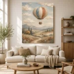 Dusty Blue Hot Air Balloon Adventure Kids Wall Art Canvas Print - Image 10