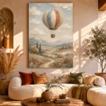 Dusty Blue Hot Air Balloon Adventure Kids Wall Art Canvas Print - Image 11
