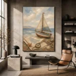 Dusty Blue Sailboat Adventure Kids Wall Art Canvas Print - Image 3