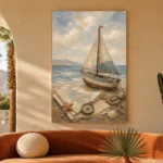 Dusty Blue Sailboat Adventure Kids Wall Art Canvas Print - Image 6