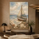 Dusty Blue Sailboat Adventure Kids Wall Art Canvas Print - Image 7