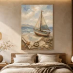 Dusty Blue Sailboat Adventure Kids Wall Art Canvas Print - Image 8